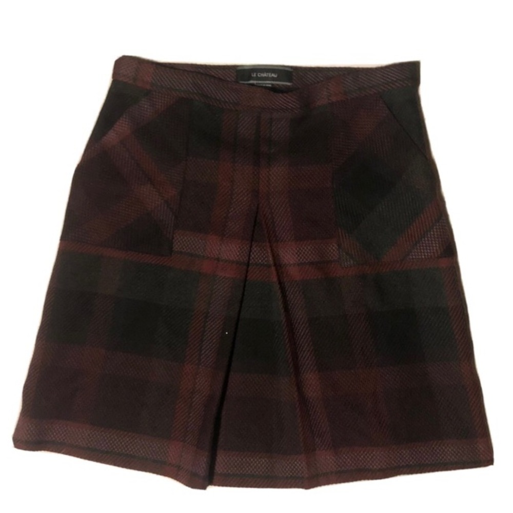 Burgundy Plaid Skirt